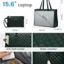 LOVEVOOK Lunch Tote Bag for Women, 15.6 Inch Laptop Bag with Insulated Lunch Compartment, Quilted Large Capacity Computer Handbag with Purse for Business, Work, Nurse, Collage, Office, Casual, Green