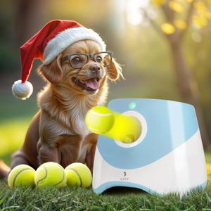 Automatic Dog Ball Launcher for Small Dogs Dog Ball Thrower Fetch Machine - Indoor Outdoor Interactive Toy with 3 Mini Tennis Balls 2 Inch