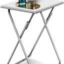Garden 4 you Portable Folding TV Tray Table TV Dinner Tray with Sturdy MDF,No Assembly Required, 25in (White,1PC)
