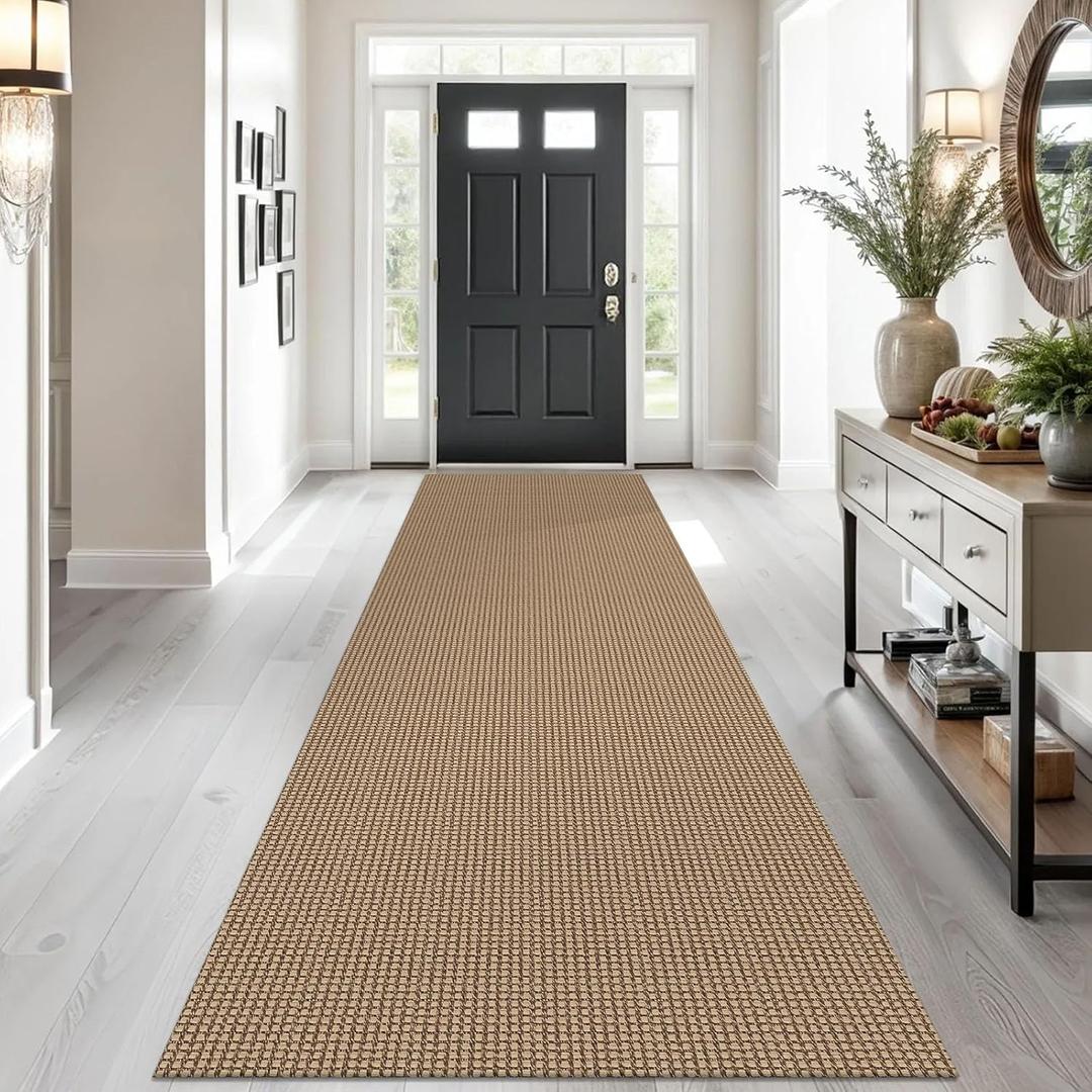 Braided Runner Rug 3x10 Ft Washable Runners for Hallways Non Slip Kitchen Runner Rug Cotton Long Entryway Runner Indoor, Woven Carpet for Hall Kitchen Entryway, Orange/Tan/Brown