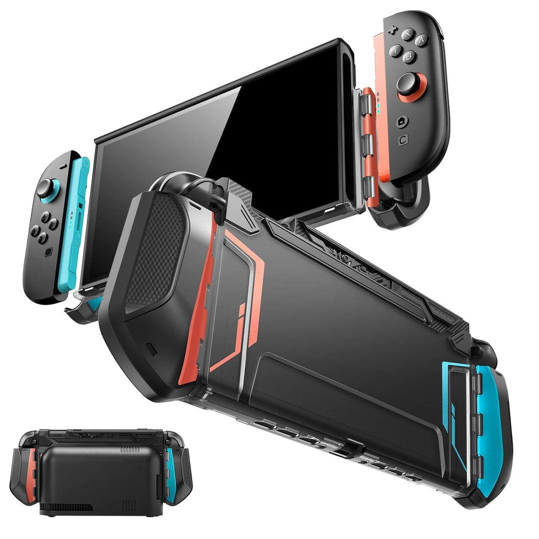 Mumba for Nintendo Switch 2 Case [Blade Series] [Dock Friendly] [Military-Grade Protection] Switch 2 Grip Protective Cover Shell, Quick-Release Joy-Con, Accessories for Switch 2 Controllers (Blue/Red), 7.9 inches