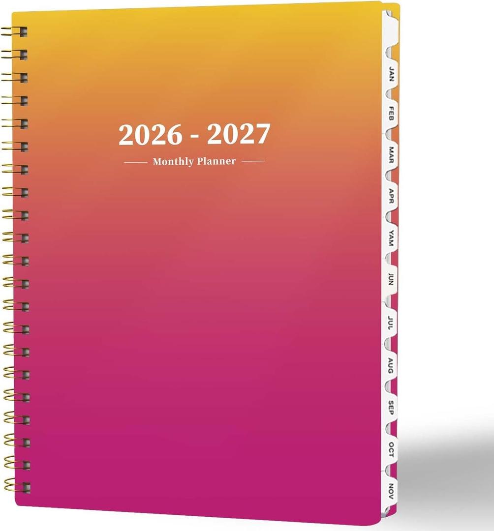 2 x 2026 Monthly Planner - 2 Year Monthly Planner, JAN.2026 to DEC.2027, 8.5" x 11", Large Calendar with Spiral Bound, 24 Coated Tabs,24 Months Perfect for School & Office Schedule, Orange & Pink