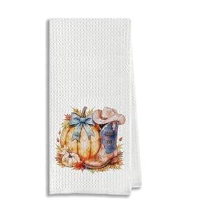 Gobble Turkey Thanksgiving Pink Kitchen Towels, Fall Autumn Dish Towels for Bathroom Kitchen, Farmhouse Rustic Thanksgiving Decor Gifts for Turkey Lovers & Women, 16x24 Inches
