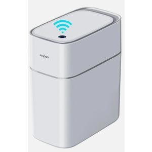 JOYBOS Trash Can with Lid Automatic Garbage Can, 3.8 Gallon Slim Small White Plastic Smart Trash Bin, Narrow Motion Sensor for Bedroom, Bathroom, Toilet Office