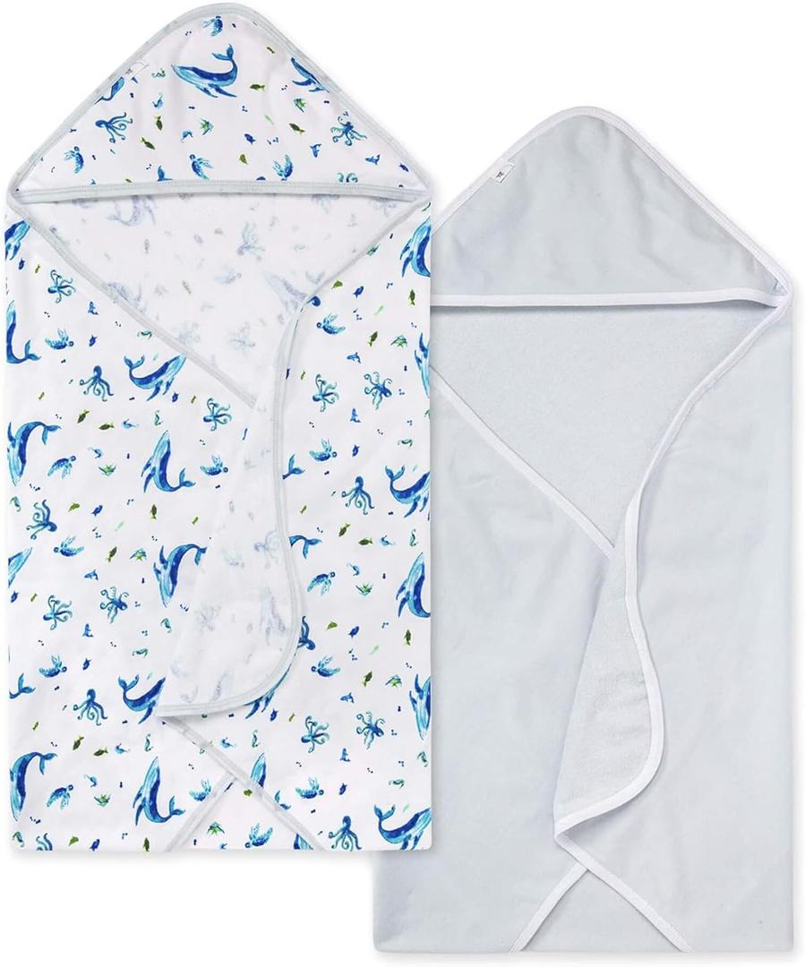 Burts Bees Baby Infant Hooded Towels Whale of a Tale Organic Cotton, Unisex Bath Essentials and Newborn Necessities, Soft Nursery Towel with Hood Set, 2-Pack Size 29 x 29 Inch Burts Bees Baby Infant Hooded Towels Whale of a Tale Organic Cotton, Unisex Bath Essentials and Newborn Necessities, Soft Nursery Towel with Hood Set, 2-Pack Size 29 x 29 Inch