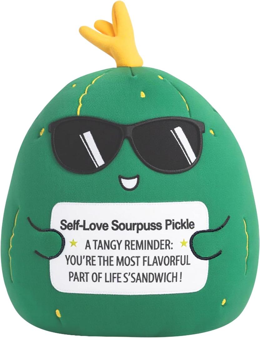 Cucumber Plush Pickle Stuffed Animal - Emotional Support Stress Relief Home Decor Soft Plushie Toy for Bedroom Office Gift Giving Valentine's Day Gift 10 Inch