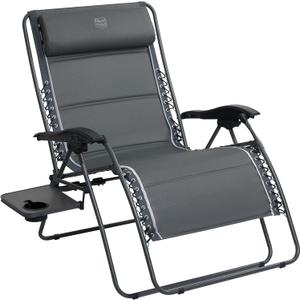 TIMBER RIDGE XXL Oversized Zero Gravity Chair, 33" Wide, 500 lb, Gray
Padded Recliner with Patented Lock, Adjustable Headrest & Retractable Tray with Cup Holder; Folds for Camping, Lawn & Patio