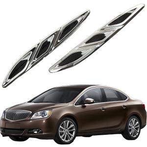 2PCS Chrome Front Hood Engine Vent Grille Molding Trim Left & Right Compatible with Buick Verano 2012 2013 2014 2015 2016, Intake Scoop Turbo Bonnet Vent Hood Air Vent Trim Cover,OE 20811309 20811310