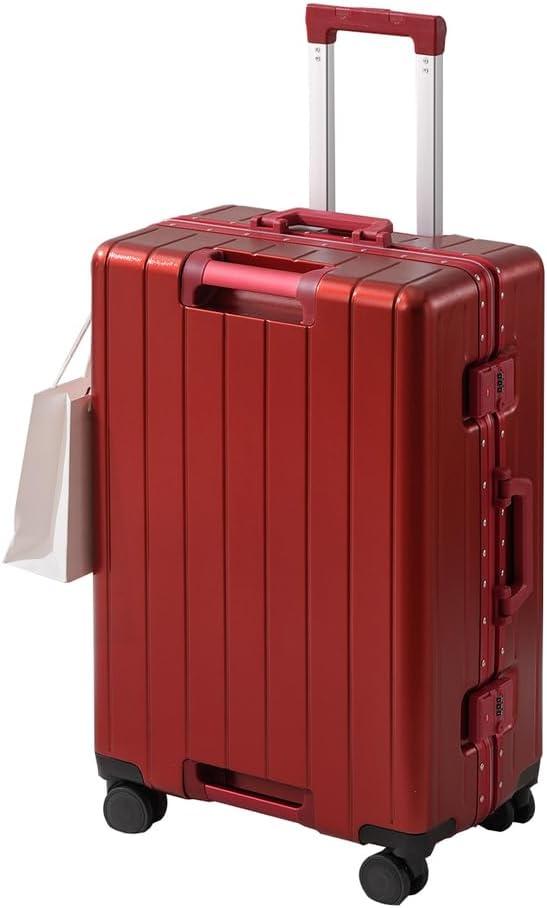 Luggage with Aluminium Frame Zipperless Carry on Cabin Suitcase 20 Inch Cabin Suitcase,Red,26in