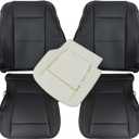 FZJDSD Black Driver & Passenger Bottom & Top Microfiber Leather Replacement Seat Cover & Seat Foam Cushion Compatible with Ford F150 Lariat 2015-2017 Compatible with Ford F250 F350 F450 F550 2017-2022