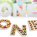 3PCS Larger Charcuterie Letter 12” ONE fillable Tray, Baby Serving Trays for Food, Wood Letter Chocolate Candy Tray for Baby Shower Party Favors (ONE- White)