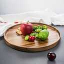 Round Acacia Wood Serving Tray Platter for Coffee Table Home Decor, 13.8 Inch Decorative Candle Holder Tray Appetizer Charcuterie Board Tray Organizer for Kitchen/Countertop