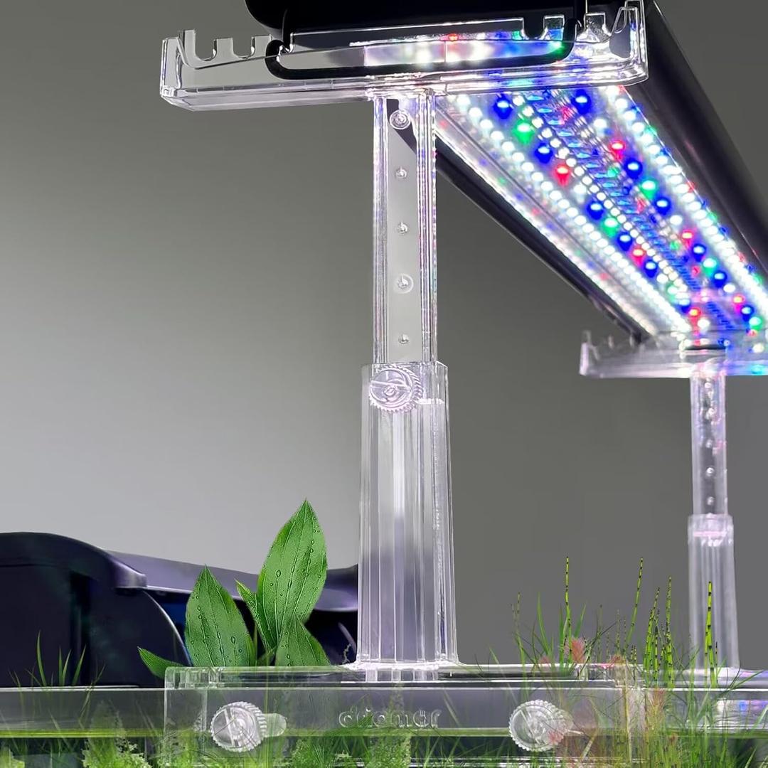 driamor Aquarium Light Holder Adjustable, Clear Acrylic Fish Tank LED Light Riser Stand Aquarium Lamp Brackets Kit 2pcs Transparent Support for Width 2.34-4.7 Inches Light with Extendable Bracket (Clear (Large Size))