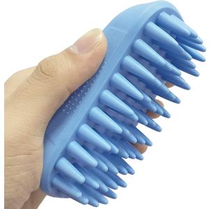 Pet Silicone Shampoo Brush for Long & Short Hair Medium Large Pets Dogs Cats, Anti-skid Rubber Dog Cat Pet Mouse Grooming Shower Bath Brush Massage Comb (Blue (New))