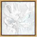 Off-White Magnolia II Framed Floral Fine 1 Piece Canvas Wall Art, 13.5" x 13.5", Off-White Frame (13.5L" x 13.5W", Gold Frame)