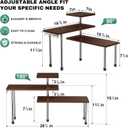 ZHWS Bathroom Counter Organizer for MakeUps, Dresser Table, Kitchen Countertop Organizer Adjustable 3 Tier Corner Shelf with 4 Metal Hooks for Coffee Bar, Spice Rack, Over Sink, 16.9x16.9x15.3