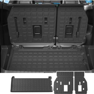 powoq 3rd Row Cargo Mat Compatible with 2021-2025 Toyota Sienna Trunk Mat Backrest Mat TPE Cargo Liner Replacement for 2021 2022 2023 2024 2025 Toyota Sienna Accessories(Trunk Mat+Backrest Mat)
