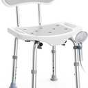 BlessReach Shower Chair for Inside Shower with Back, 400 lbs Shower Stool with Adjustable Height, Padded Seat & Drainage Holes, Shower Seat for Inside Tub, Bathtub Chair for Elderly and Disabled