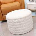 Asuprui Round Footstool Ottoman, 20x14 Inches Multi-Functional Modern Foot Stool,Floor Poufs, Sofa Footrest Extra Seating for Living Room, Entryway, Hallways and Bedrooms (Ivory)