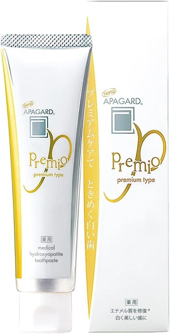 APAGARD PREMIO, Sangi's Nano-Hydroxyapatite Toothpaste for Naturally Whiter Teeth, No Fluoride, For family use, 105g / 3.7 Oz, Double Mint, Pack of 2