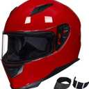 ILM Full Face Motorcycle Street Bike Helmet with Removable Winter Neck Scarf + 2 Visors DOT Model ILM-313 (XL, Bright Red)