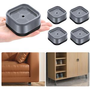 shouwuhho 4 Pack Furniture Risers Adjustable Bed Risers Heavy Duty Lifts Height 1", Square Stackable Bed Risers 1, 2 or 3 Inch for Desk Leg Table Couch Sofa Chair Bed Frame Legs Dorm, Gray