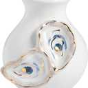 Mud Pie White Stoneware Small Oyster Shell Bud Vase, Size: 4" x 3 1/2" dia