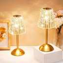 Liliful 8 Pcs Cordless Table Lamp Rechargeable Touch LED Small Gold Portable Battery Operated USB-c Desk Lamp 3 Color Dimmable for Bedroom Living Room Dining (Gold,Classic Style)