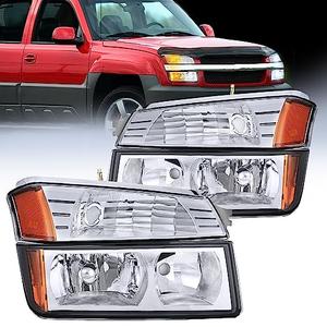 Nilight Headlight Assembly for 2002 2003 2004 2005 2006 Chevy Avalanche with Body Cladding Pickup Truck Replacement Headlamp Chrome Housing Amber Reflector Driver and Passenger Side