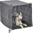 MidWest Homes for Pets Double Door 42-inch Dog Crate Kit, Bundle Includes a Two-Door Cage, Matching Gray Bed and Crate Cover, For Large Sized Breeds