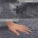 Seavish Luxury Grey Shag Curved Bath Rug, 18 x 30 inch Non Slip Microfiber Soft Absorbent Fanned Shower Mats Washable Bathroom Rug Corner Bath Tub Floor Carpet for Quadrant Shower Stall 