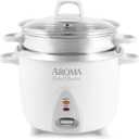 Aroma Housewares 14-Cup (Cooked) / 3Qt. Select Stainless Pot-Style Rice Cooker, & Food Steamer, One-Touch Operation, Automatic Keep Warm Mode, White (ARC-757-1SG)