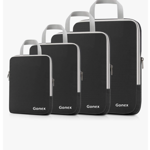 Gonex Compression Packing Cubes, 4pcs Expandable Storage Travel Luggage Bags Organizers