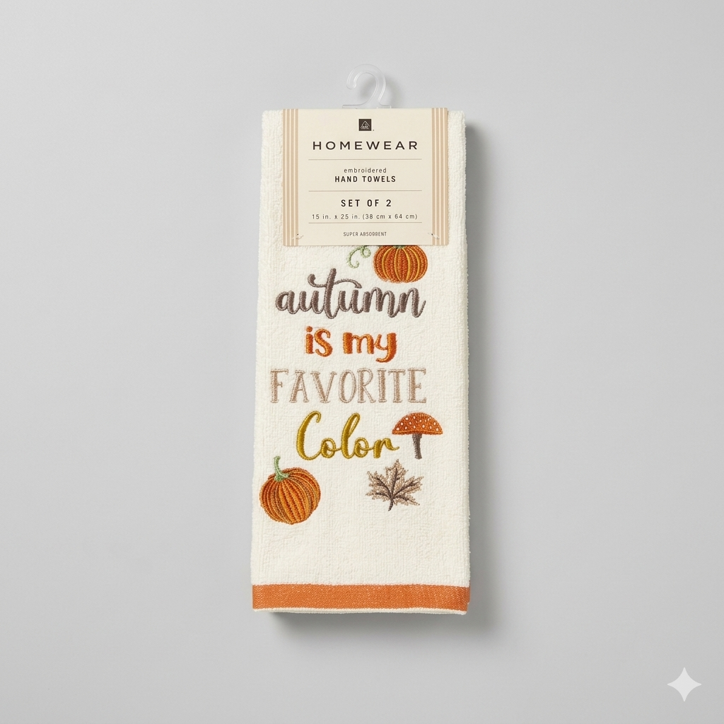 Homewear 2-PK Hand Towel Fall In Air White 15x25 inch