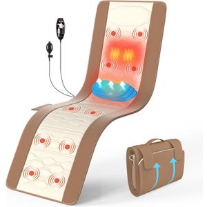 Full Body Massage Mat with Heat, Back Massager for Pain Relief Deep Tissue, Back Massage Pad with Lumbar Support Traction Device, 10 Vibration Motors & 5 Massage Modes, 2 Heating Pads for Back