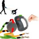 Wigzi - 2025 Edition - 2 Dog Retractable Leash  Featuring Our Incredible Silicone Gel Handle - No Tangle Engineering. Each Dog 50 lb up to 10 ft Distance. Lock and Unlock Easily. Reflective Webbing.
