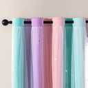 XiDi Curtains for Bedroom Decor, Rainbow Pink Purple Green 34/54/1