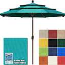 EliteShade USA 10-Year-Non-Fading 10ft 3-Tier Market Patio Umbrella, Commercial Grade Outdoor Table Umbrella with Crank Open, Windproof & UPF 50+ UV Protection, Heavy Duty Ventilation for Garden, Deck, Pool, Backyard, Beach & Bistro, Teal