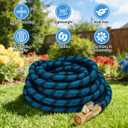 50FT Garden Hose, Lightweight Flexible Water Hose, 5/8" Kink Free Leak Proof Hose, Heavy Duty 96-Layer Woven with 3/4" Brass Fittings, 10 Function Nozzle for Yard Lawn Outdoor Car Wash(BlueBlack)