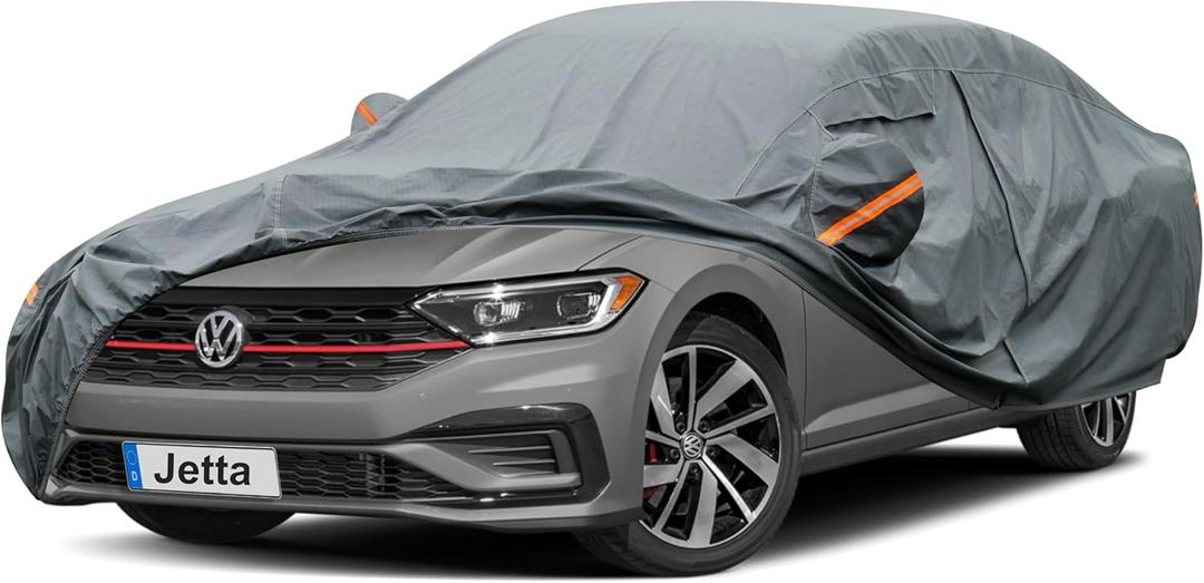 GUNHYI Premium Car Cover Custom Fit Volkswagen vw Jetta (2005-2025), 16 Layers Heavy Duty Car Cover Waterproof All Weather with Zipper Door for Sun Rain Snow Dust Uv Protection