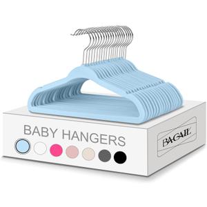 BAGAIL 50 Pack Kids Velvet Hangers 11 Inches Children's Clothes Hangers Non-Slip Baby Hangers for Infant/Toddler, Blue