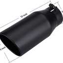 LCGP Exhaust Tip 3.5" Inlet 5" Outlet 12" Long, Bolt On Design, Stainless Steel, Black Powder Coated, Rolled Angle Cut, Tailpipe Tip