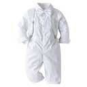 Baptism Christening Outfits for Boys Baby Clothes Sets Toddler Boy Outfit Gentleman Suits 3pcs Striped Bow Tie Shirts Suspenders Pants Birthday Formal Wedding Party Dress Suit # All White 3-4 Years