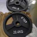 Fitvids 2-Inch Olympic Cast Iron Weight Plate for Strength Training & Weightlifting, Multiple Sizes 45LBS 2 Packs