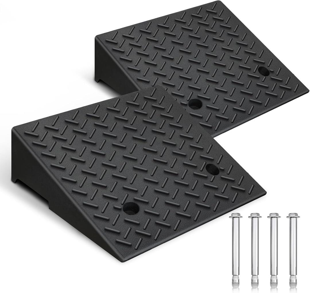 Rubber Curb Ramp,2 Pack,6" Rise Height,11023Ibs, Capacity Driveway Ramps,18.9" L x 18.9" W,Capacity Threshold Ramps,Suitable for Cars, wheelchairs, Scooters, Lawn mowers