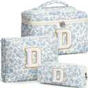 Birthday Gifts for Teen Girl Women, Personalized Initial Makeup Bag Quilted Cosmetic Bag Make Up Bags Travel Toiletry Bags Teen Girl Gifts Trendy Stuff Mothers Day Gift for Wife Mom Daughter Friends