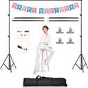 6.5 x 10ft Photo Video Studio Backdrop Support Stand Kit Adjustable Photography Support Stand Set Heavy Duty Background Screen Support System with Carrying Bag Clamps for Parties Wedding (Black)