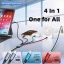 Dual Type-C Ports USB Multi Charging Cable Cord, 4 in 1 Charging Cables for Multiple Devices, Multi Charger Phone Charger Cord with iPhone 17/IP/Micro Port for iPhone 16-12/Android/iPad(5FT 2Pack)