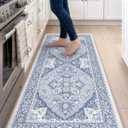 DEXI Kitchen Floor Mats Cushioned Anti Fatigue Runner Rug 24x59 Light Blue