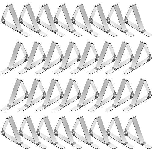 TriPole Tablecloth Clips 32 Pack Picnic Table Clips, Stainless Steel Table Cloth Holder Clips for Outdoor Tables, Metal Tables Cover Skirt Clamps for Camping Dining Wedding Graduation Party Essential